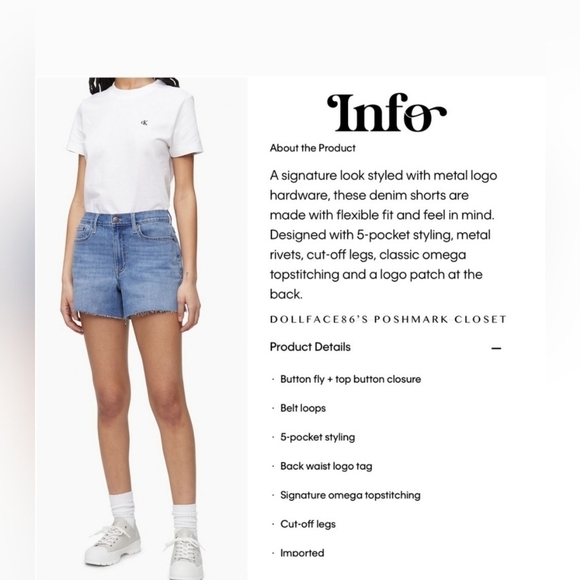 Calvin Klein Cut Off High‎ Waist Jean light wash  Shorts Women's Size 10 Cotton - Picture 12 of 13